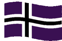 a purple and black flag with a black cross in the middle