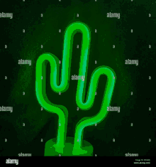 a neon sign in the shape of a green cactus