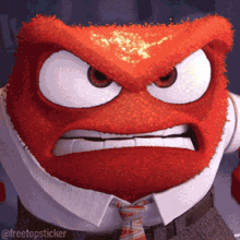 a cartoon character with an angry look on his face has the hashtag freetopsticker on the bottom