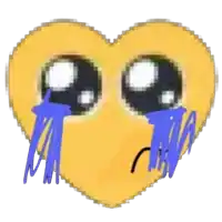 a heart shaped smiley face with blue tears coming out of it 's eyes