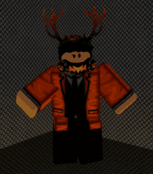 a cartoon character with antlers and a pumpkin mask