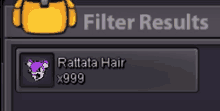 a screenshot of a game showing filter results for rattata hair x999