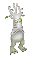 a cartoon monster with a tree trunk and leaves