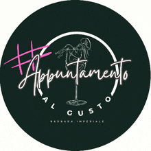 a logo for appuntamento al gusto with a woman in a glass