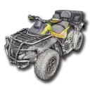 a gray and yellow atv with a shadow on a white background .