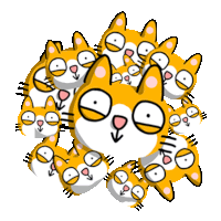 a bunch of cartoon cats with different facial expressions on a white background