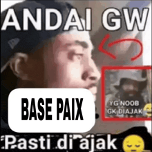 a picture of a man with the word andai gw on it