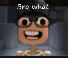 a blurry picture of a skeleton wearing glasses and a hat with the words bro what written above it