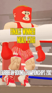 a picture of a boxing ring with the words finals winner noah star on it