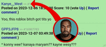 a green screen with a picture of kanye west in a red circle