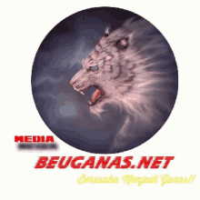 a logo for beuganas.net has a white tiger on it