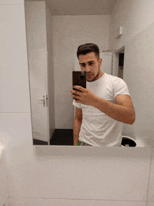 a man taking a picture of himself in the mirror