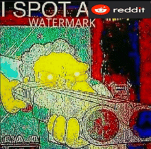 a picture of a cartoon character with the words i spot a watermark