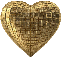 a gold heart with a grid pattern on it