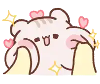 a cartoon drawing of a bear with hearts on its head