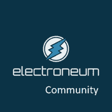 the logo for electroneum community has a lightning bolt in a circle