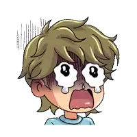a cartoon of a boy crying with his mouth open