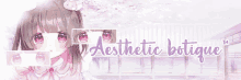 a purple banner with a girl and the words aesthetic botique on it