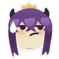 a sticker of a girl with purple hair and horns has a crown on her head