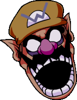 a cartoon drawing of wario wearing a hat with a w on it