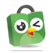 a green bag with a bird on it and a smiley face on it .