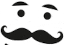 a black and white drawing of a mustache and eyebrows on a white background .