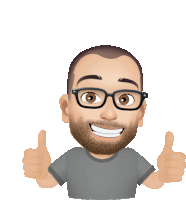 a cartoon of a man with glasses and a beard giving two thumbs up