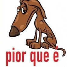 a cartoon dachshund is sitting down with the words pior que e .