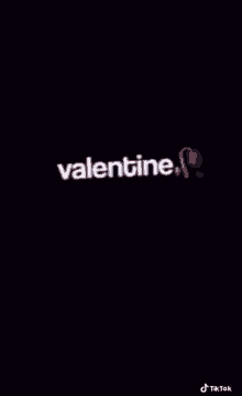 the word valentine is written in white on a black background with a red heart .