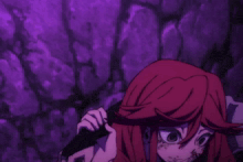 a girl with red hair is making a funny face with her hands up