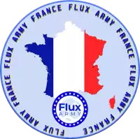 a blue circle with a map of france and the words france flux army