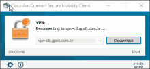 a cisco anyconnect secure mobility client window shows a padlock