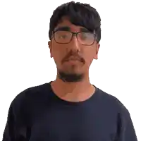 a man with glasses and a mustache sticking out his tongue
