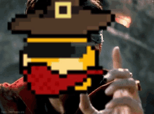 a pixel art of a man in a cowboy hat and sunglasses