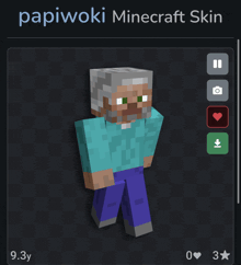 a screenshot of a papiwoki minecraft skin shows an old man with a beard