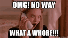 a woman is talking on a cell phone and making a meme .