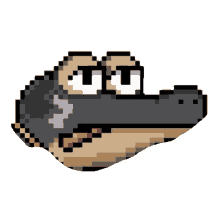 a pixel art of a crocodile wearing sunglasses and a hat