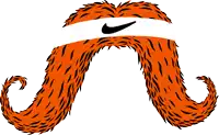 a drawing of an orange mustache with a nike logo