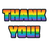 a rainbow colored thank you sign with a white background