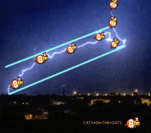 a cartoon of a lightning storm with the words cats in the sats