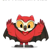 a cartoon owl with bat wings and the words let 's fanging birb behind it