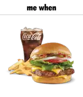 a hamburger and french fries next to a coca cola