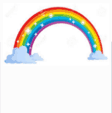 a rainbow with clouds in the background on a white background