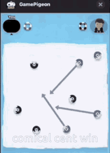 a game called game pigeon is being played on a phone