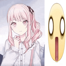 a picture of a girl with pink hair next to a picture of a face with a tongue out