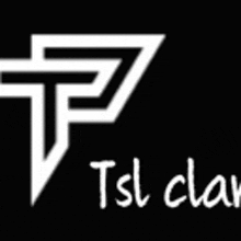 a white logo on a black background with the words tsl clan .