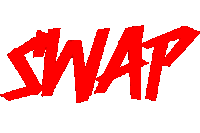 a red swap logo is on a white background