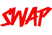 a red swap logo is on a white background