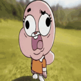 gumball from the amazing world of gumball is walking in the grass