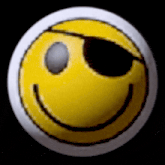 a smiley face with a pirate eye patch on it